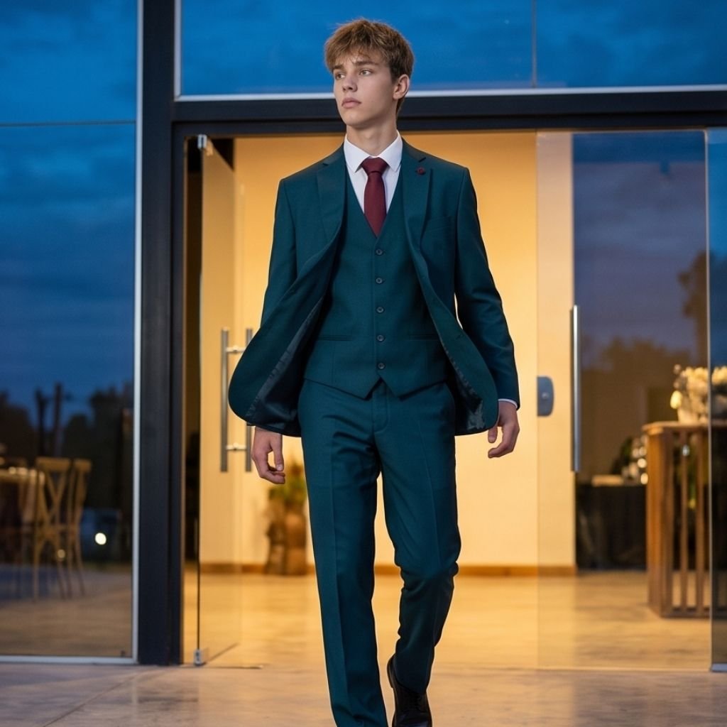 Traje Ginno verde petróleo