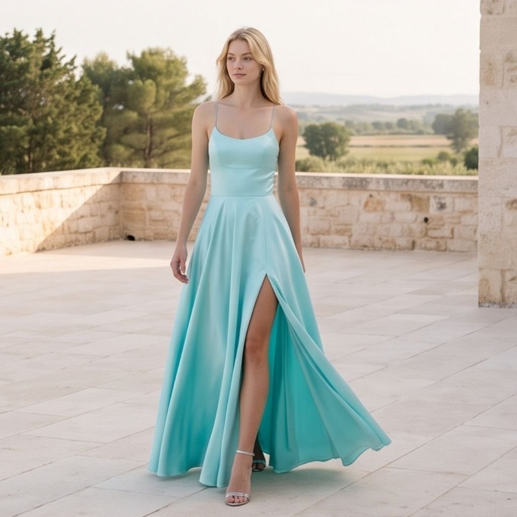 Vestido Luzy celeste pastel