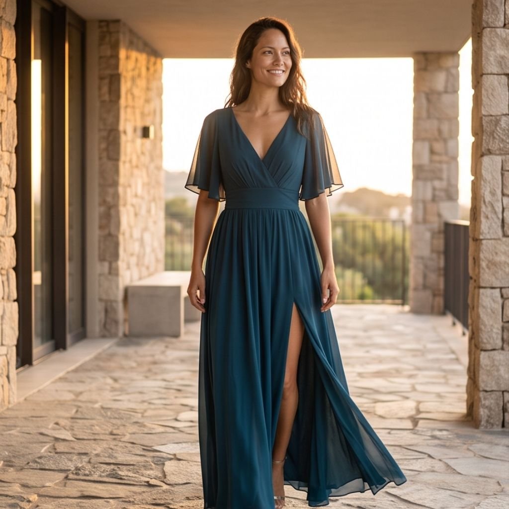 Vestido Nina azul petróleo